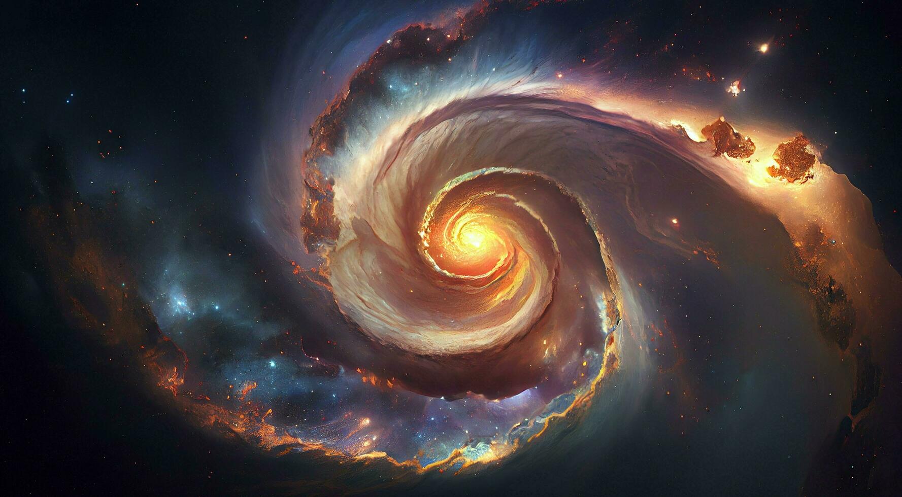 une vue de espace à une spirale galaxie et étoiles. univers rempli avec étoiles, nébuleuse et galaxie,. éléments de cette image meublé par nasa, générer ai photo