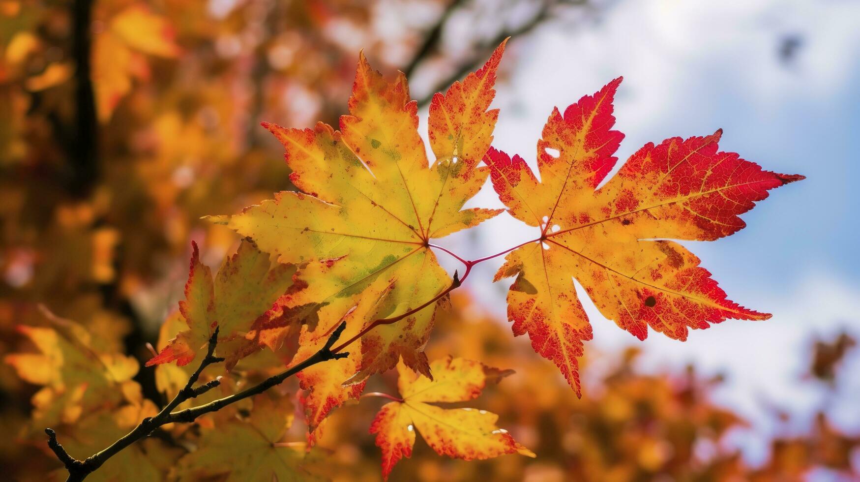 magnifique l'automne paysage avec. coloré feuillage dans le parc. chute feuilles Naturel arrière-plan, produire ai photo