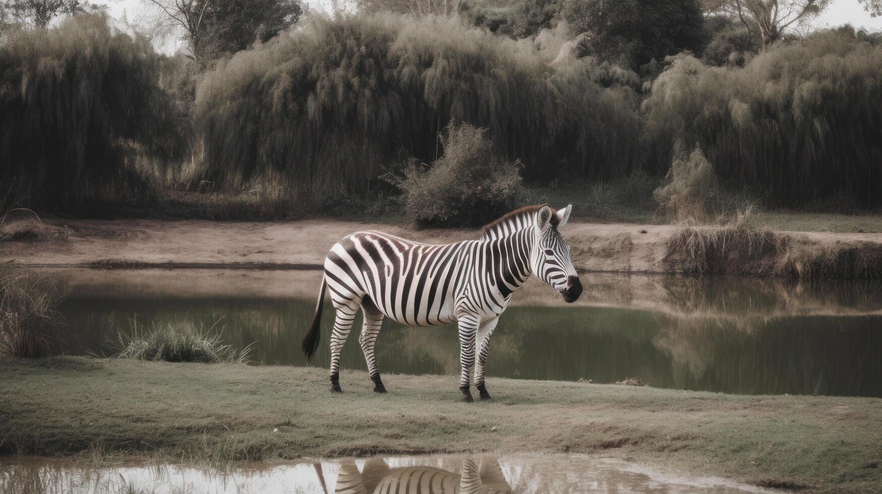 zèbre dans Naturel Contexte. illustration ai génératif photo