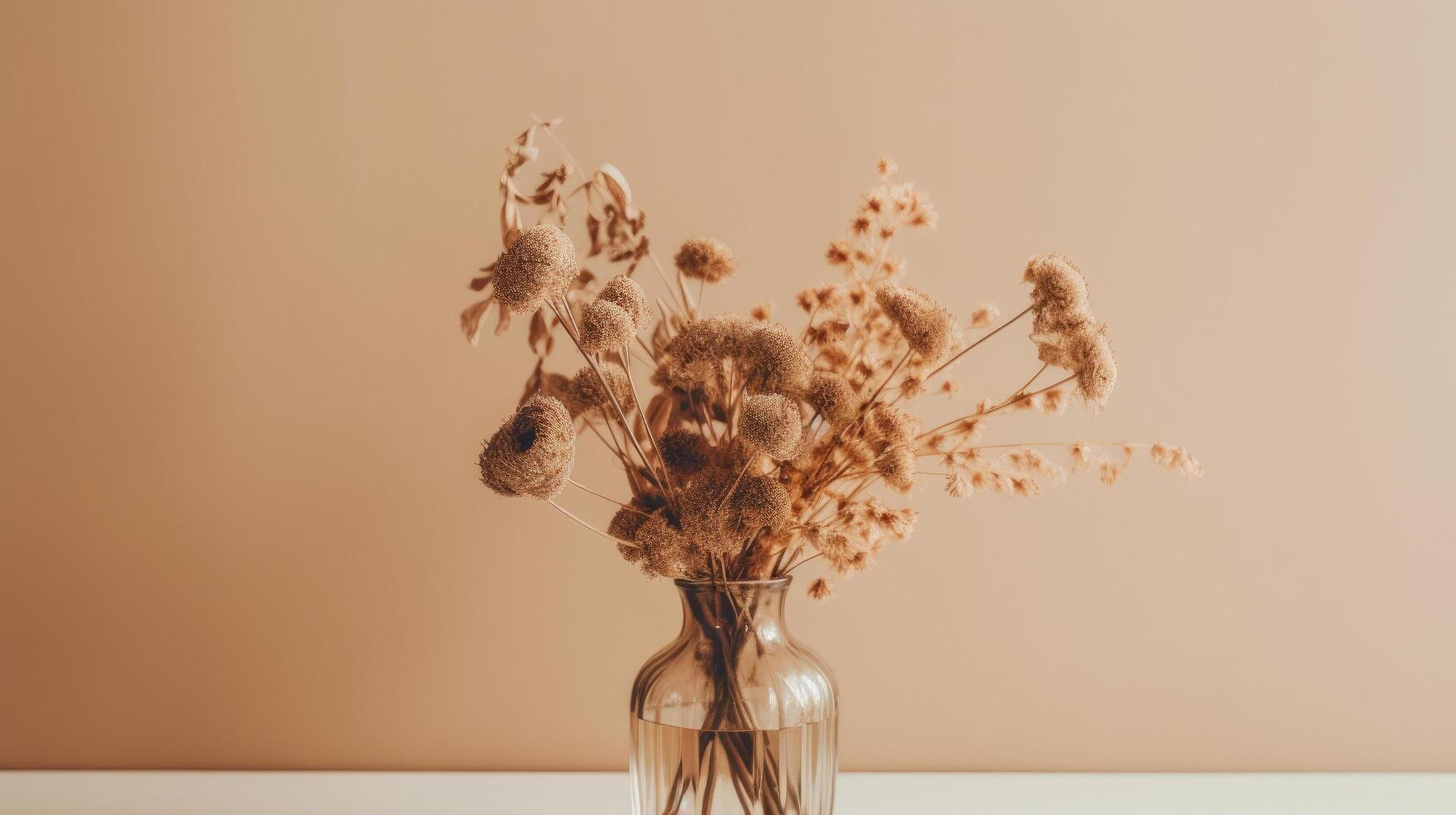 minimaliste Contexte avec sec fleurs. illustration ai génératif photo