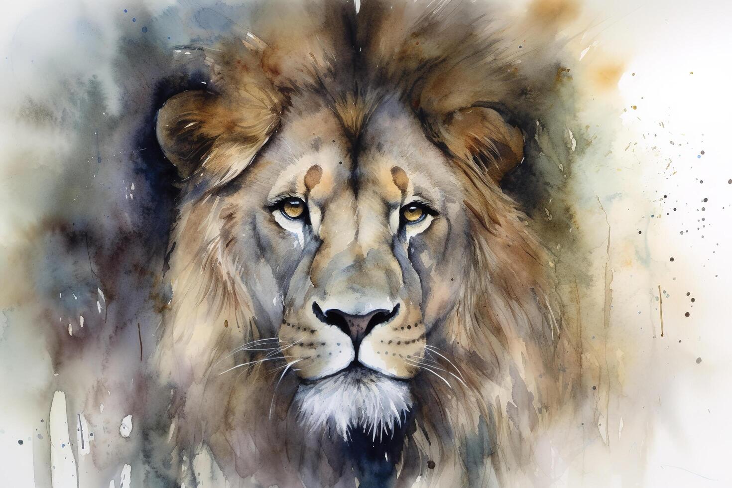 aquarelle Lion visage avec génératif ai photo