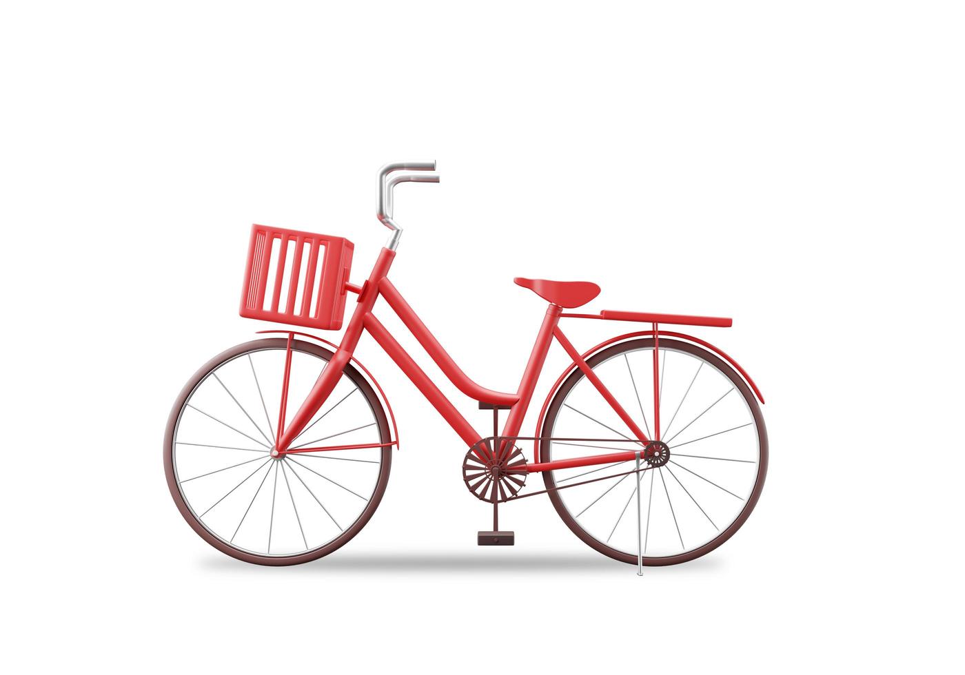 Vélo de femmes réalistes rendu 3d couleur rouge style classique isolé sur fond blanc avec un tracé de détourage photo