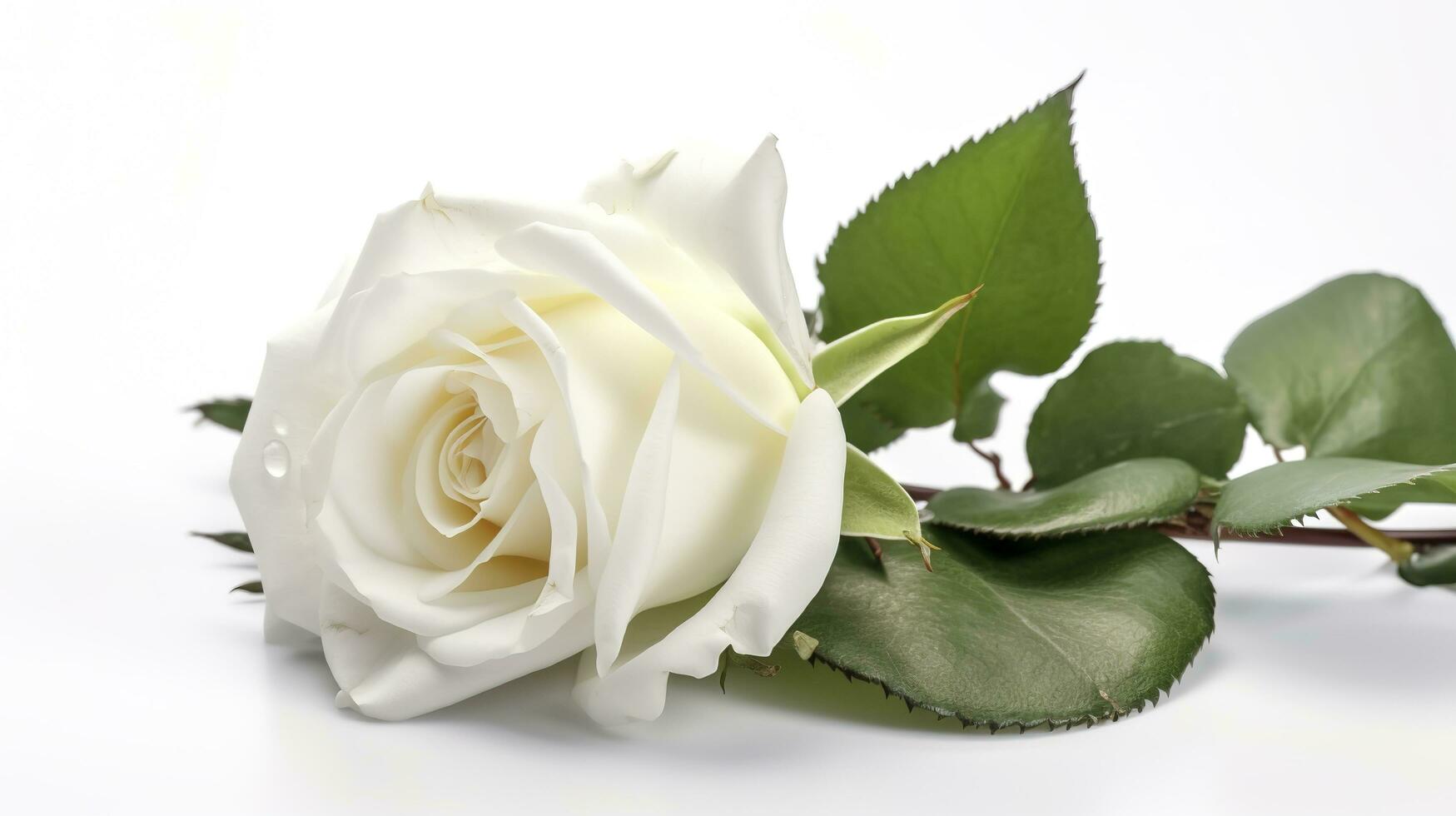 blanc Rose avec feuille isolé sur blanc arrière-plan, produire ai photo