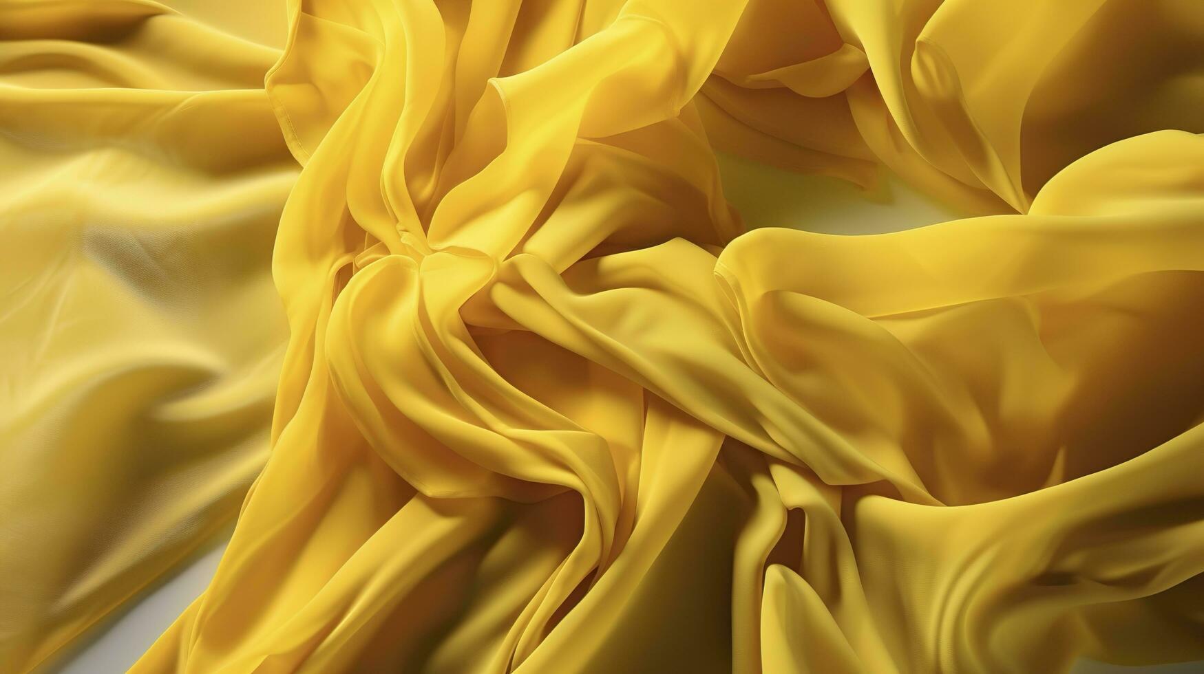 Jaune soie en tissu Contexte texture ou Contexte Stock photographie, dans le style de trompe l'oeil plis, emmanuelle moureaux, alberto seveso, écoulement tissus, proche en haut coups, produire ai photo