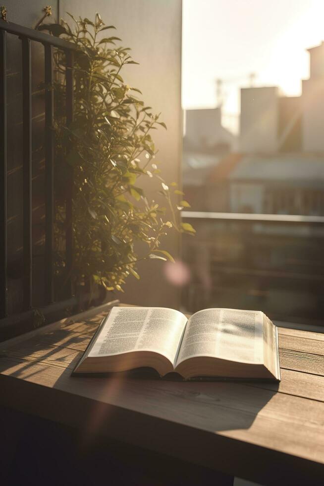 Bible, femmes en train de lire de le saint Bible, produire ai photo