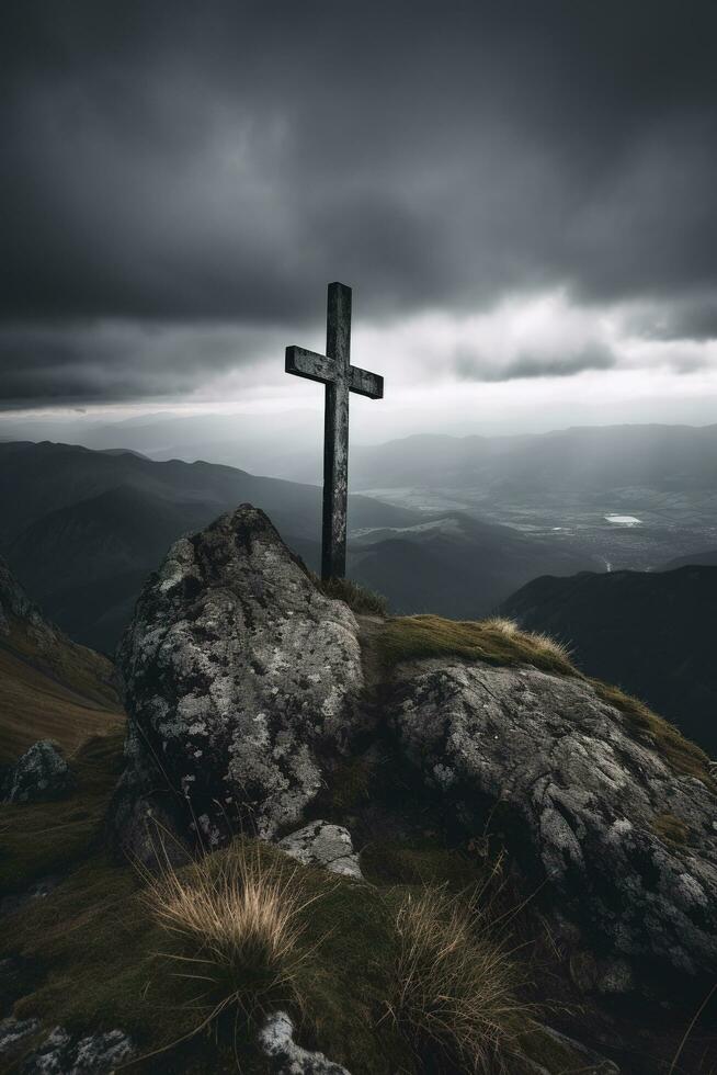 crucifixion de Jésus Christ - traverser à coucher de soleil, produire ai photo