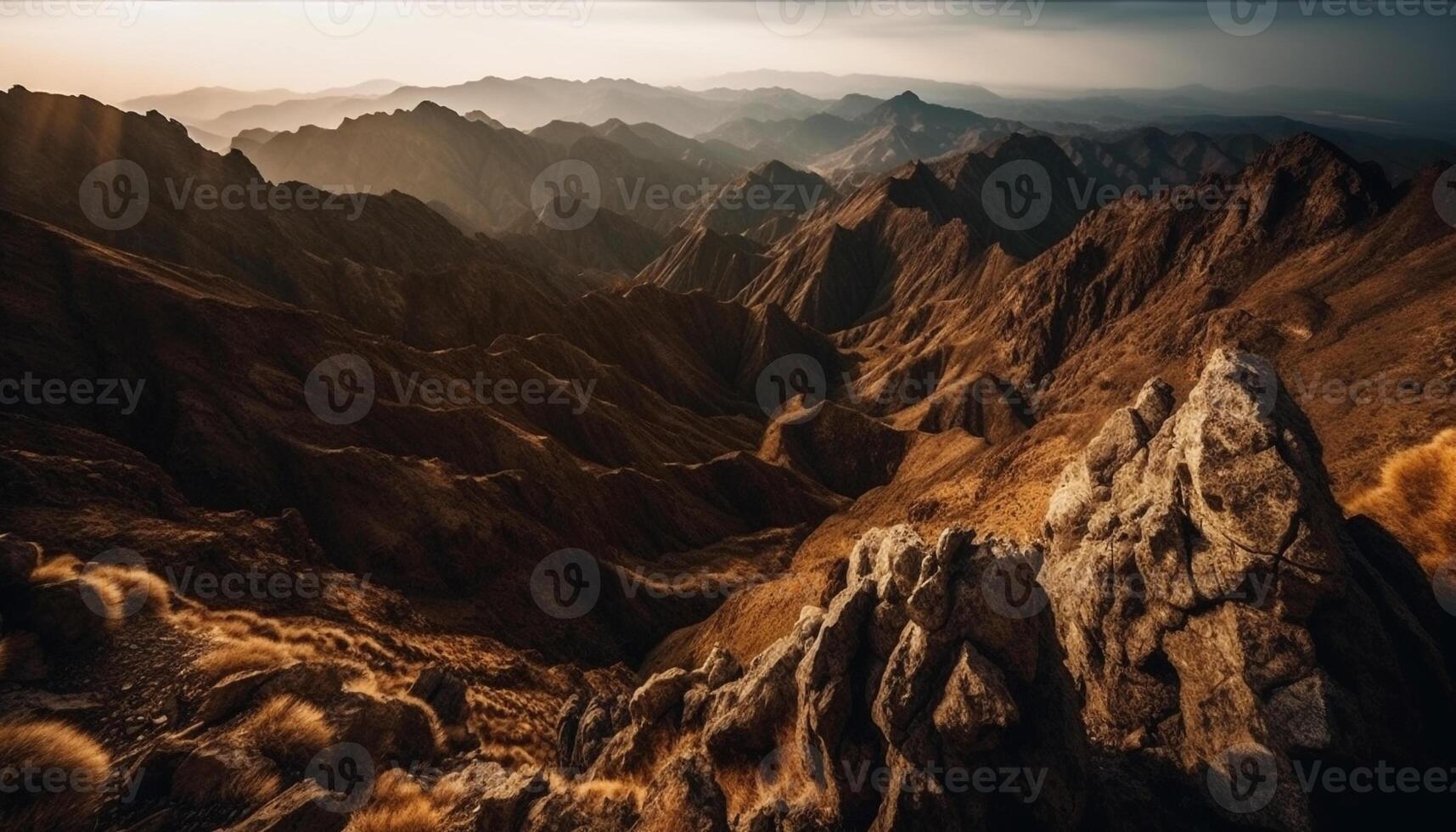 majestueux Montagne de pointe beauté dans la nature pierre généré par ai photo