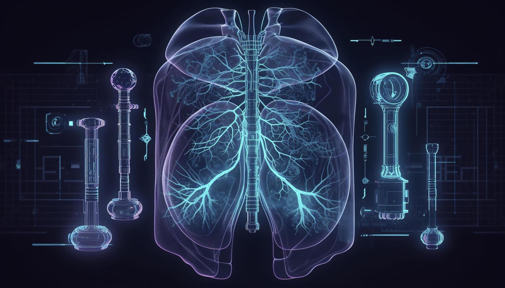 enfumé poumons de une fumeur sur une foncé Contexte isoler médical concept 3d illustration génératif ai photo