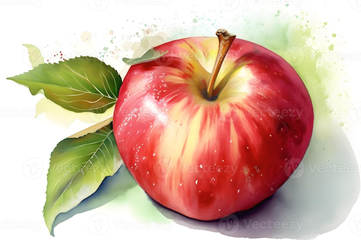 mûr rouge Pomme sur blanc arrière-plan, aquarelle illustration. ai généré. photo