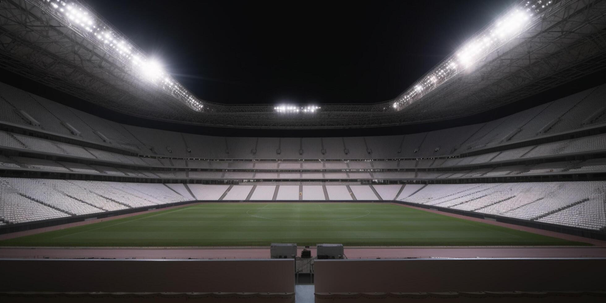 vide stade avec une lot de lumières ai généré photo