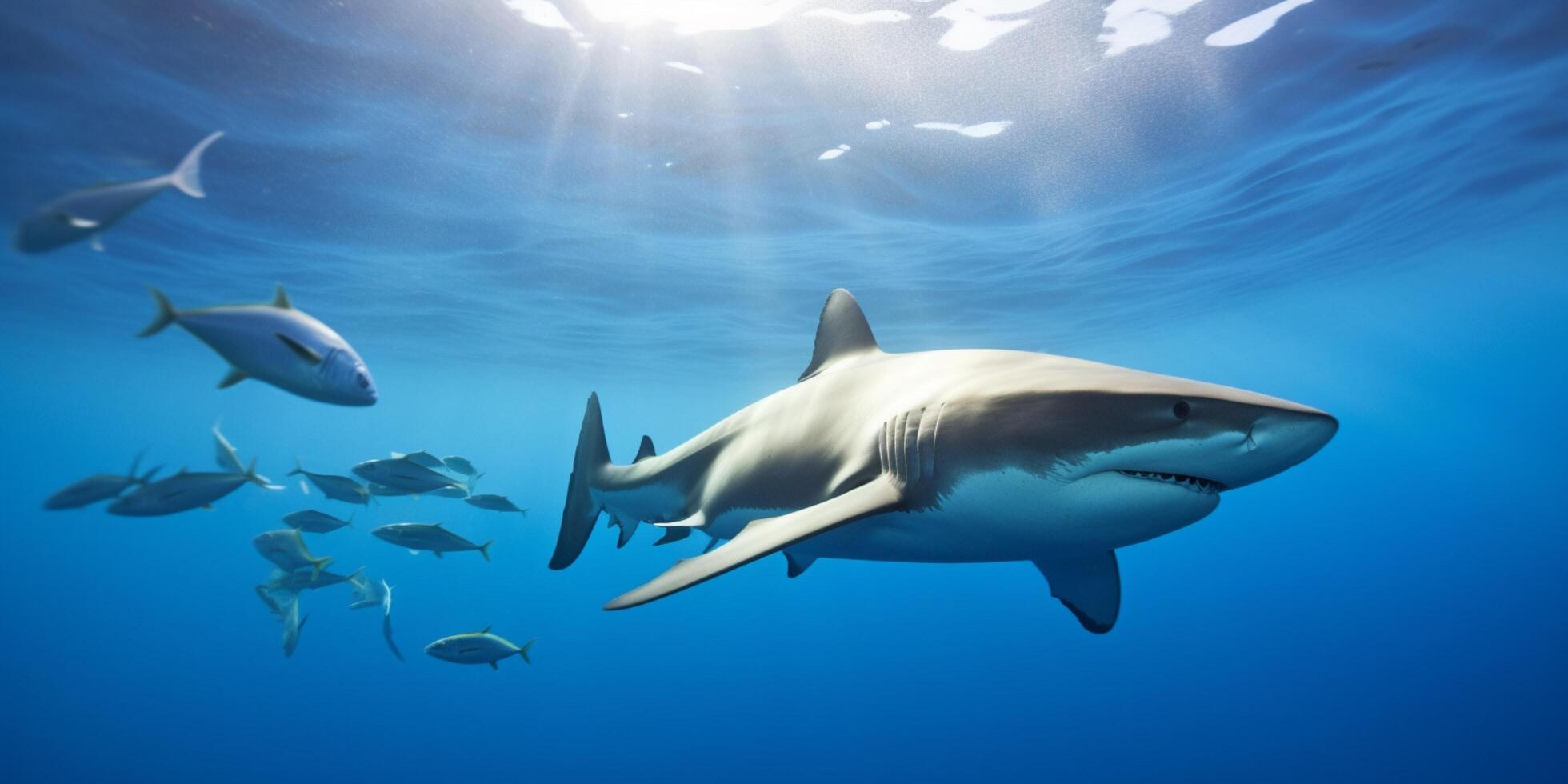 requin et des poissons dans le océan ai généré photo