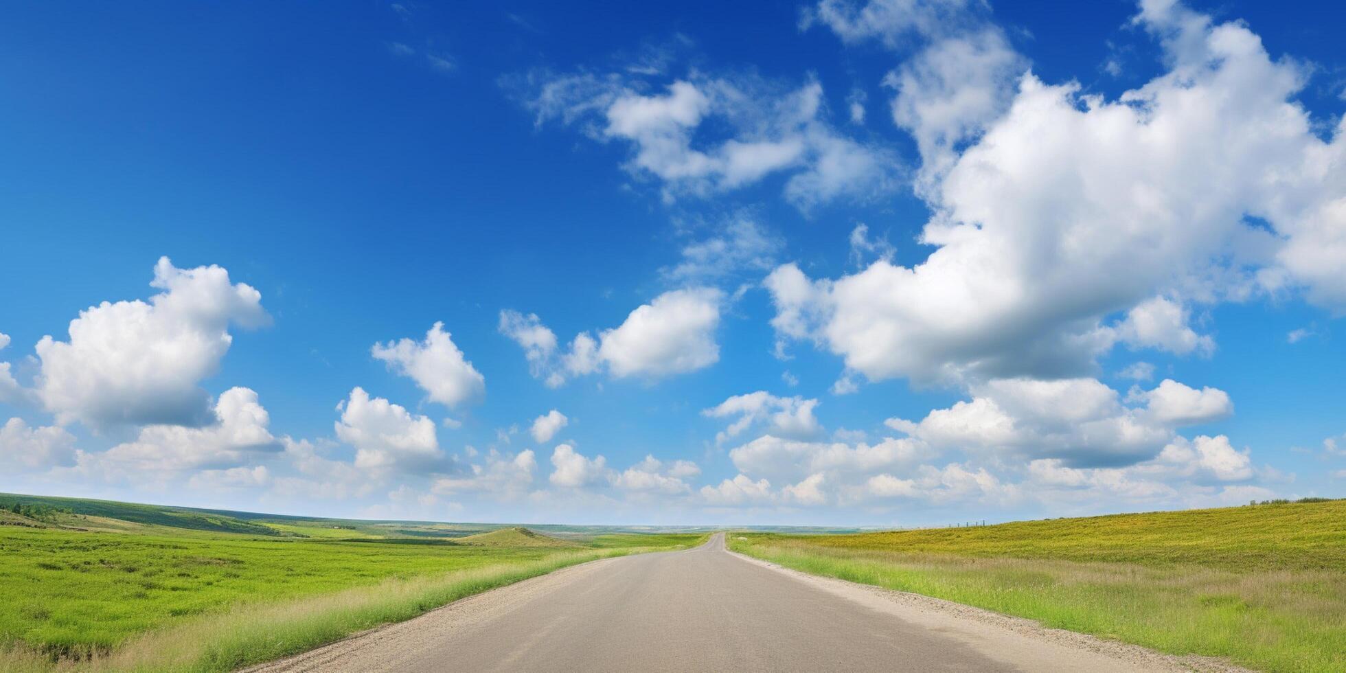 une route avec une bleu ciel et des nuages ai généré photo