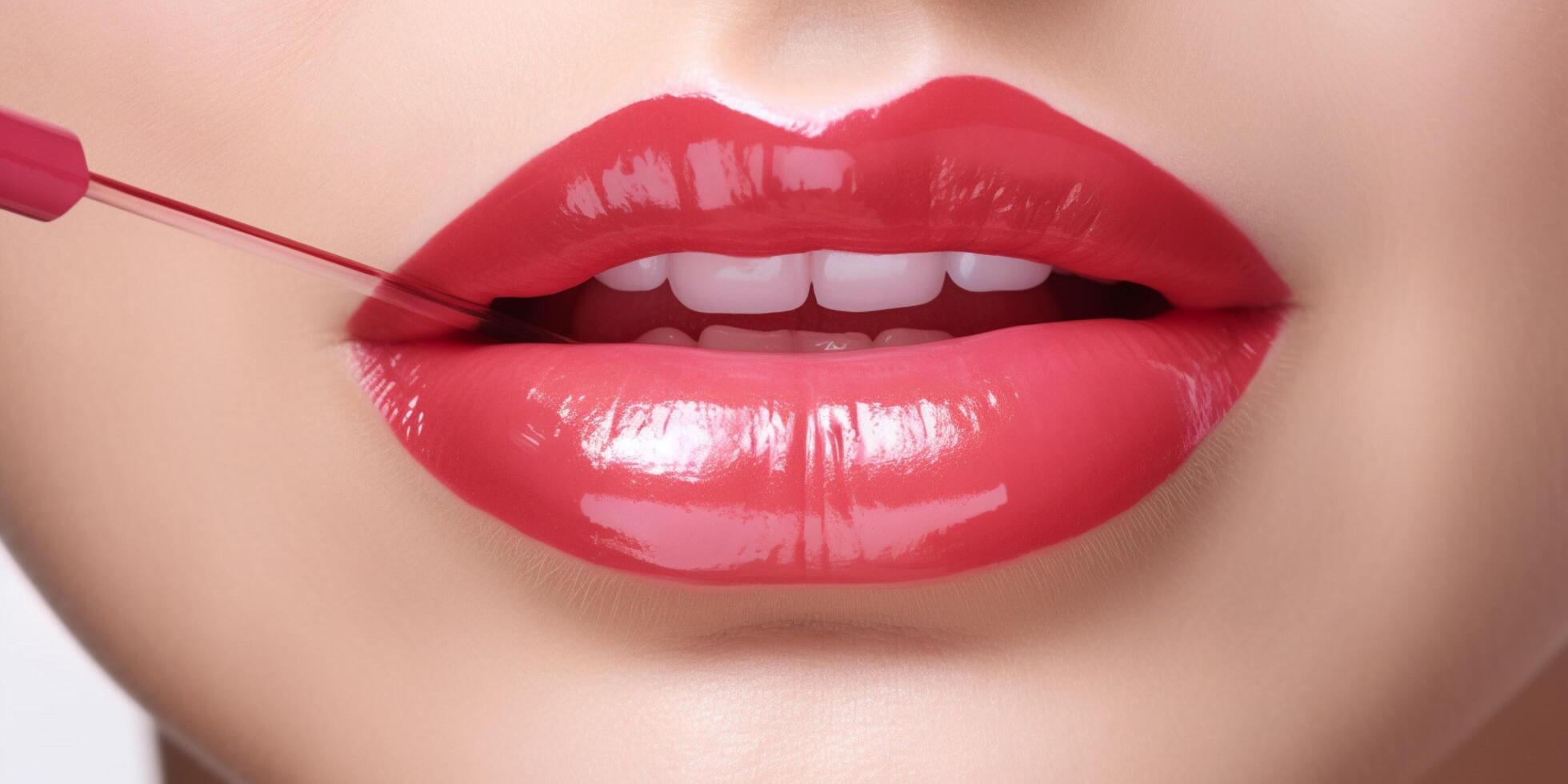 femmes lèvres avec différent couleurs rouge à lèvres ai généré photo