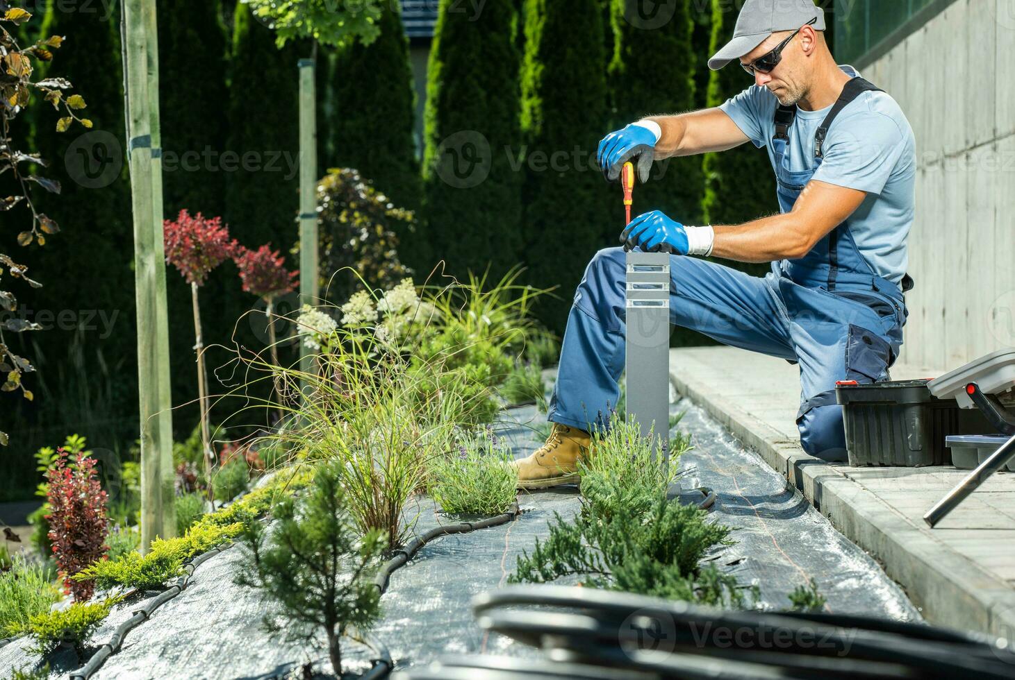 paysagiste installation le jardin lampe photo