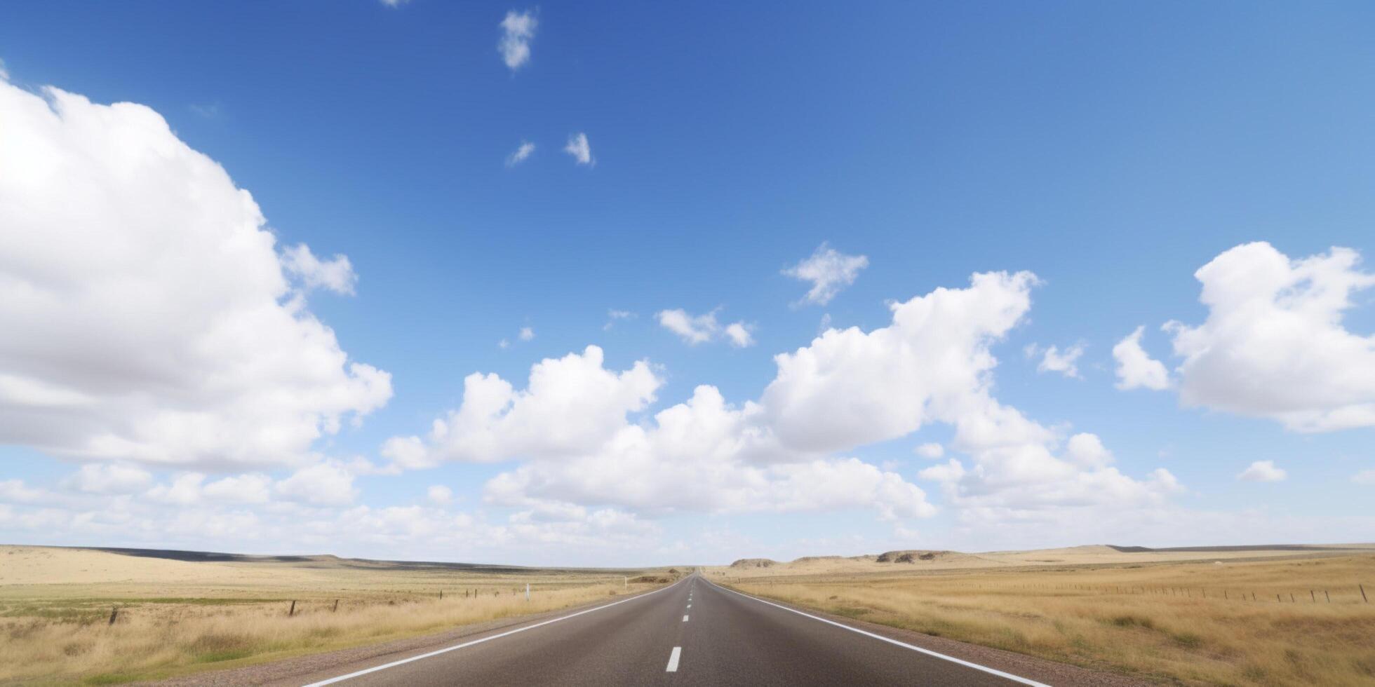 une route avec une bleu ciel et des nuages ai généré photo