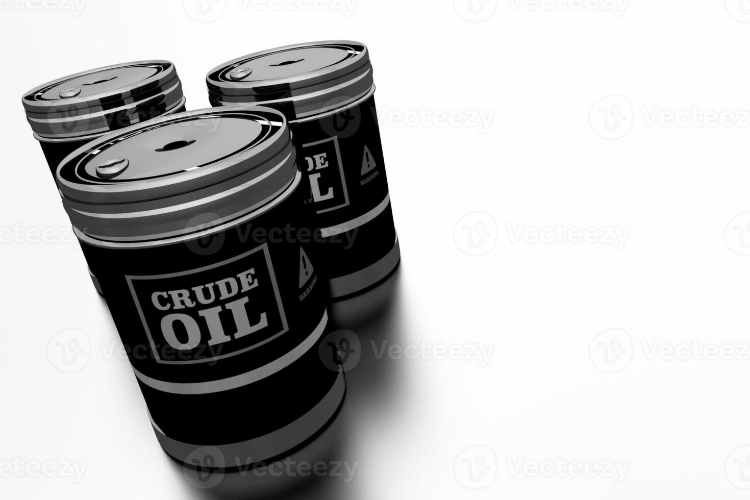 Trois brut pétrole barils photo
