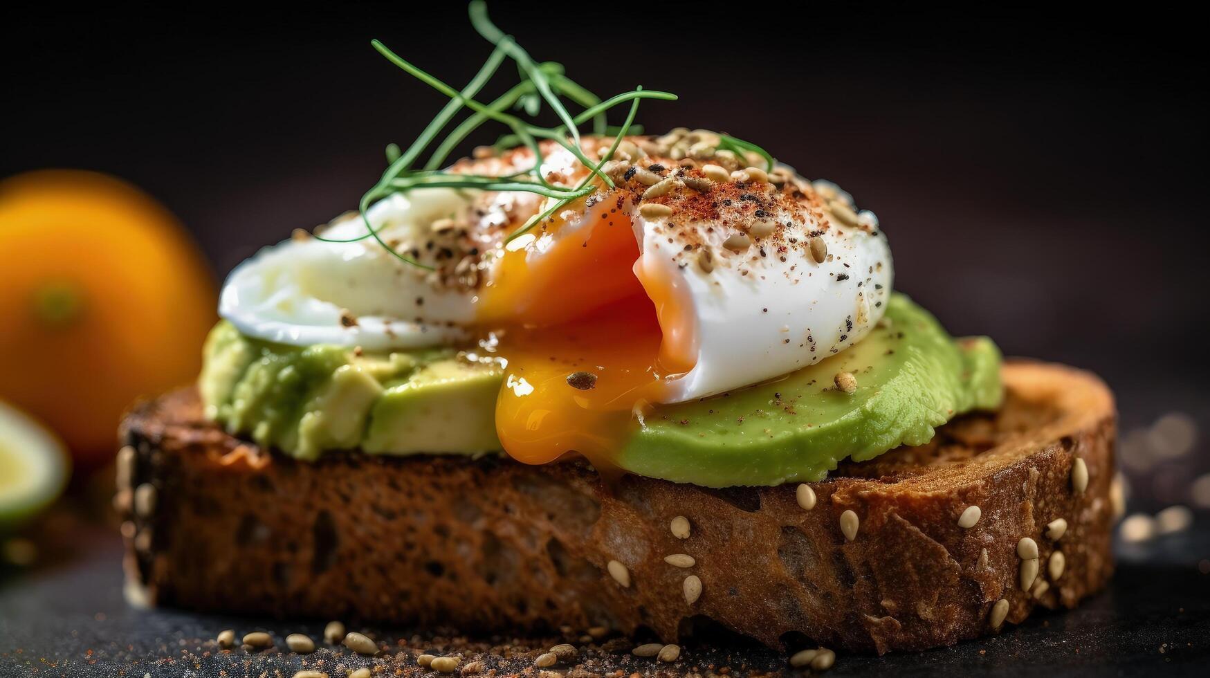 Avocat et fumé Saumon pain grillé illustration ai génératif photo