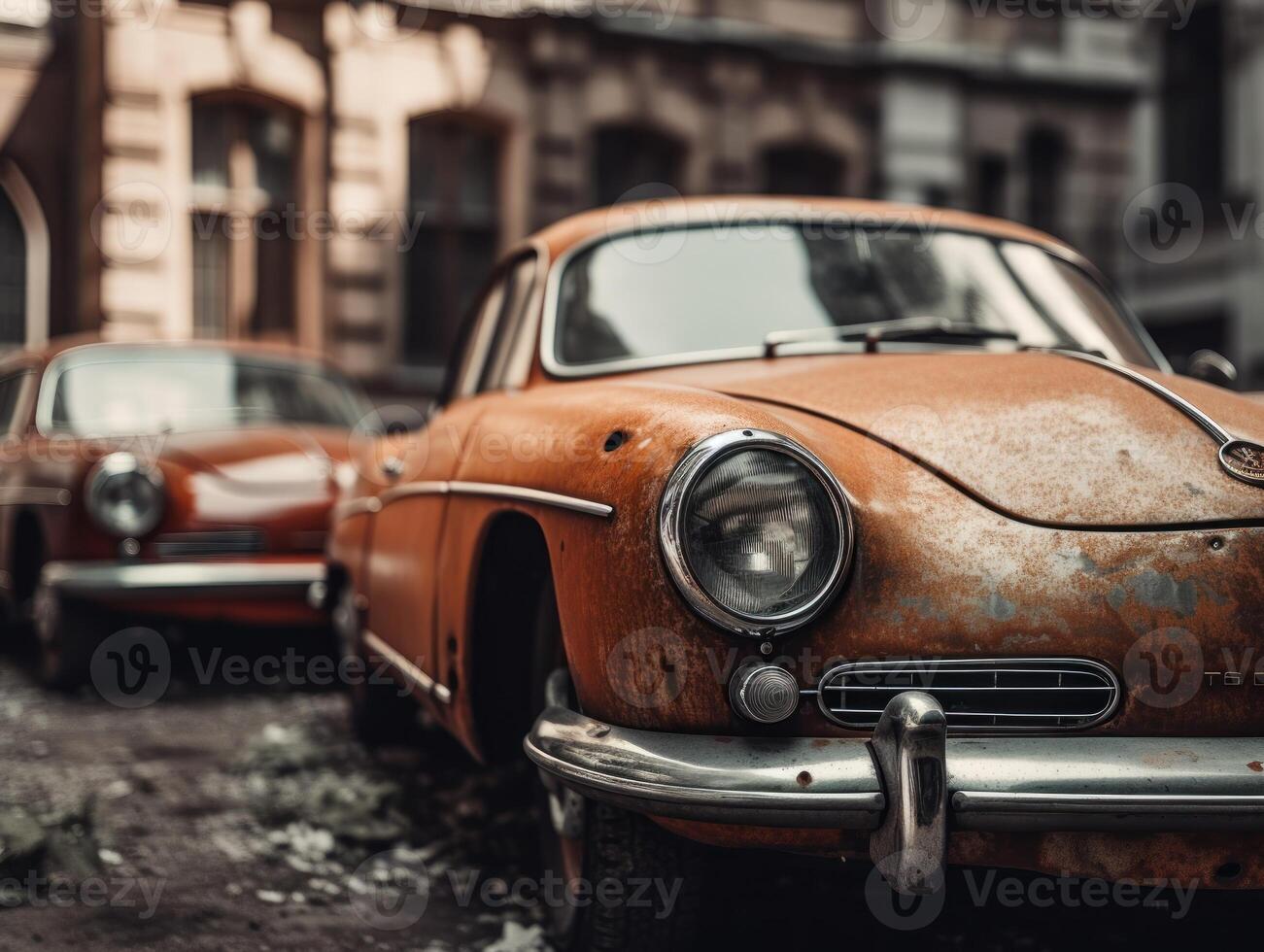 fragments de un vieux voiture établi avec génératif ai La technologie photo