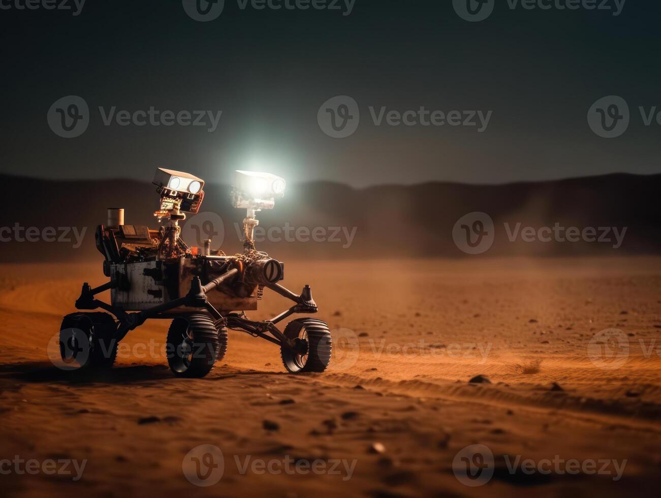 vagabond sur Mars surface. exploration de rouge planète. établi avec génératif ai technologie. photo