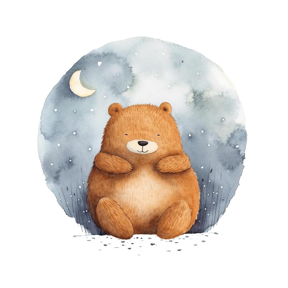 mignonne aquarelle ours. illustration ai génératif photo