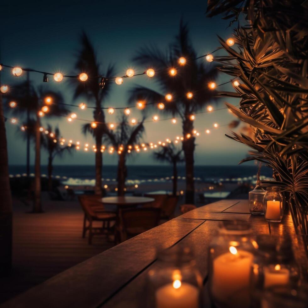 été nuit plage fête Contexte. illustration ai génératif photo