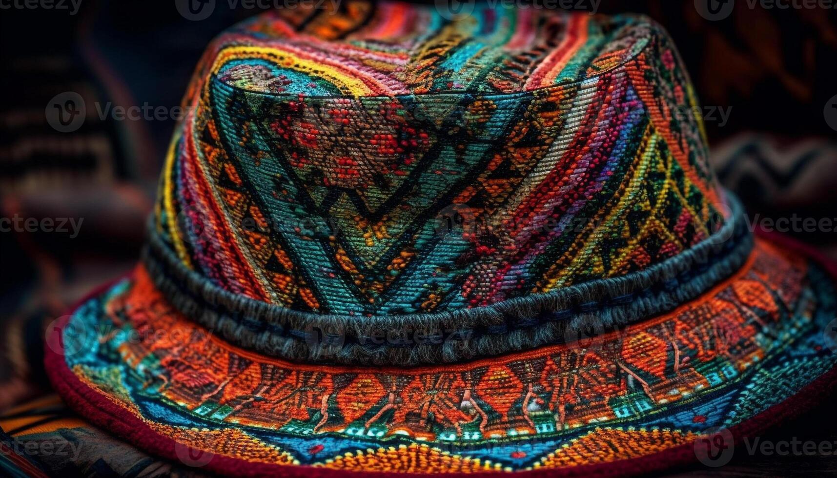 tissé textile couvre-chef, une coloré inca souvenir généré par ai photo