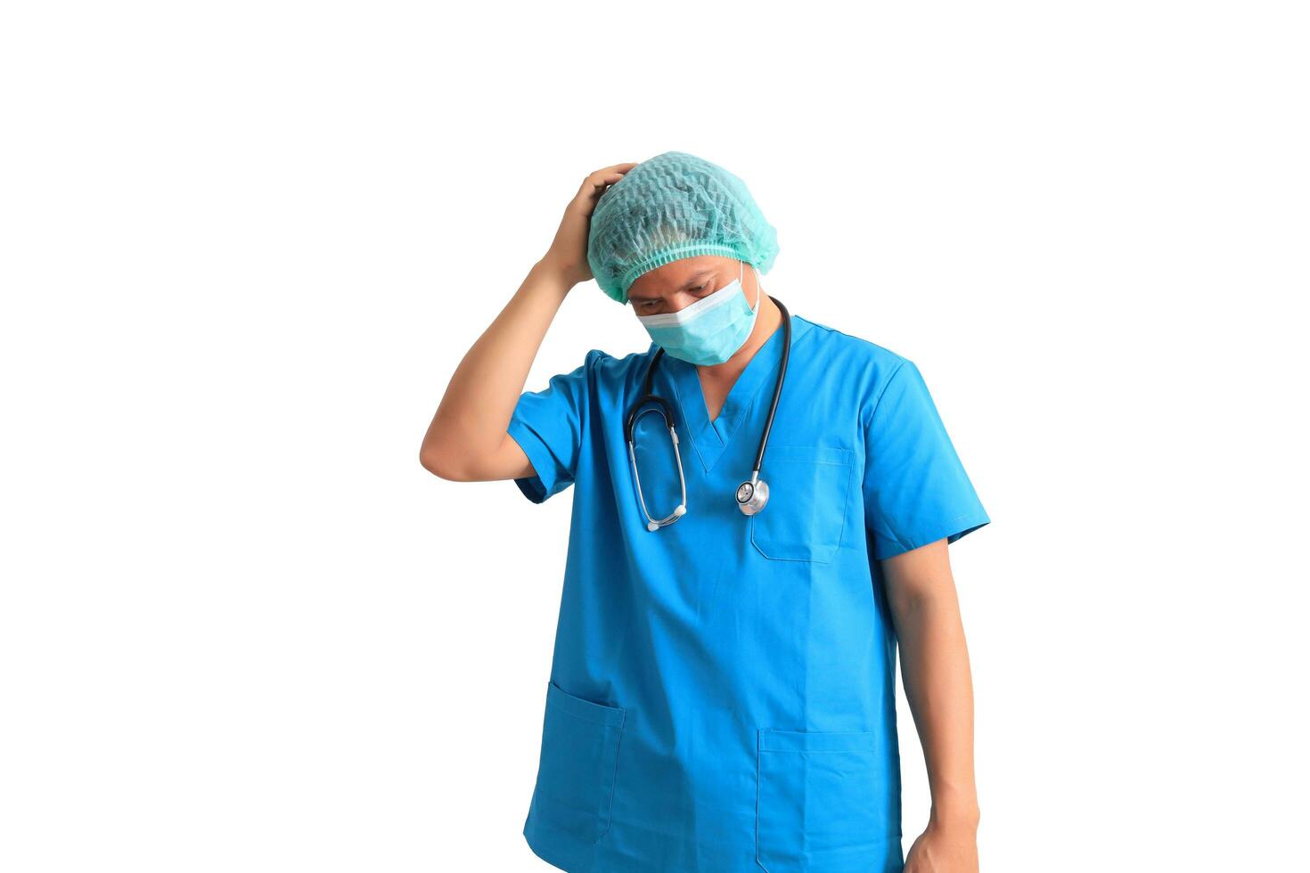 Masculin médecin portant bleu costume photo