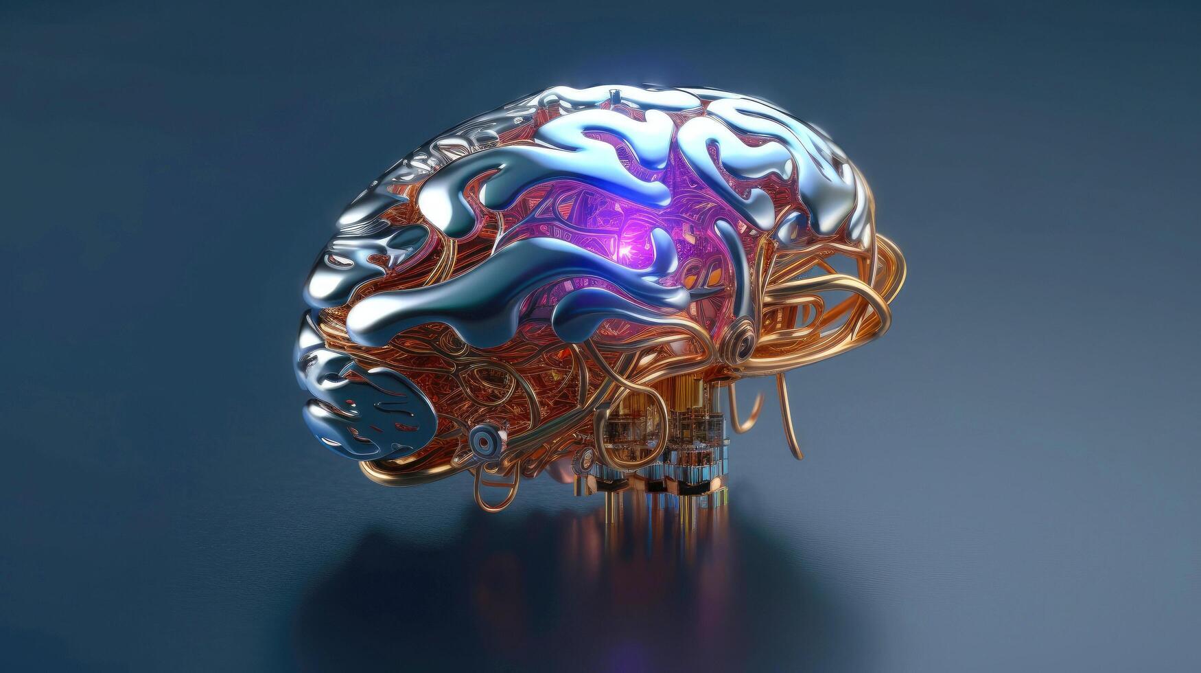 cerveau et nerf formant une futuriste visage illustrant le Puissance de notre neurone et notre virtuel vie, machine apprentissage technologie, neural réseaux. 3d le rendu conception, génératif ai illustration photo