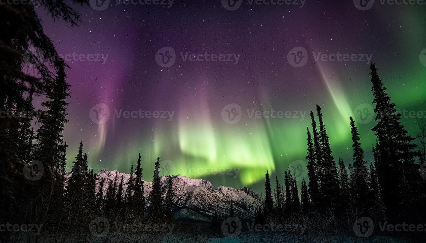 majestueux hiver paysage illuminé par multi coloré aurores généré par ai photo