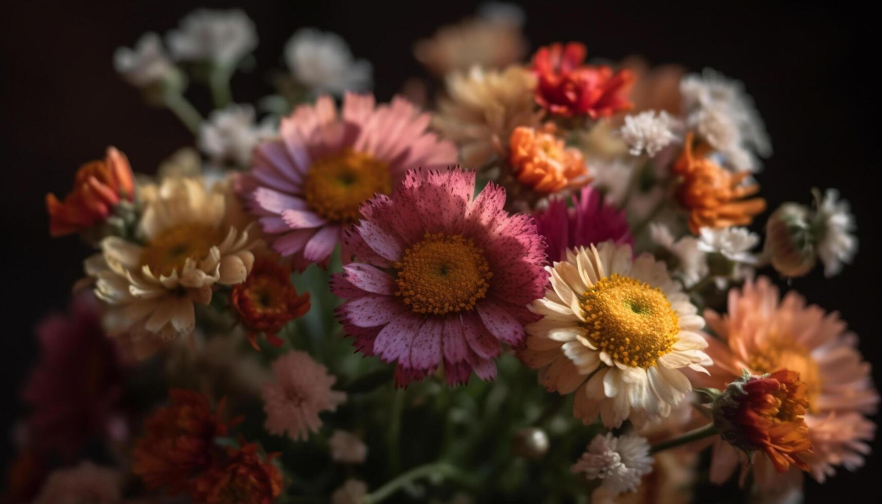 vibrant fleurs sauvages bouquet, une cadeau de l'amour généré par ai photo