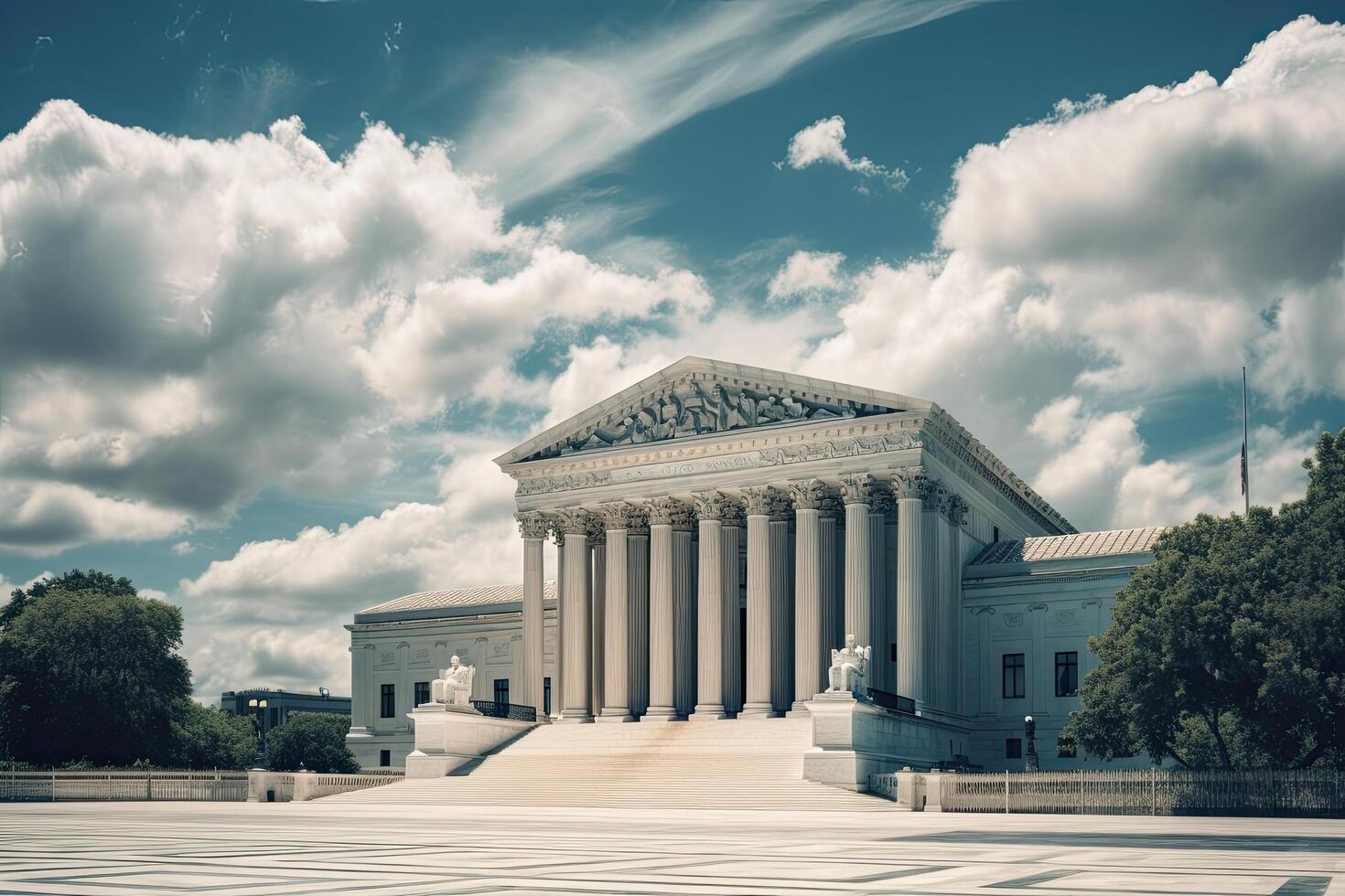 Thomas Jefferson Mémorial dans Washington cc, uni États de Amérique. américain repère. une ancien suprême tribunal à l'extérieur vue avec une bleu ciel, ai généré photo