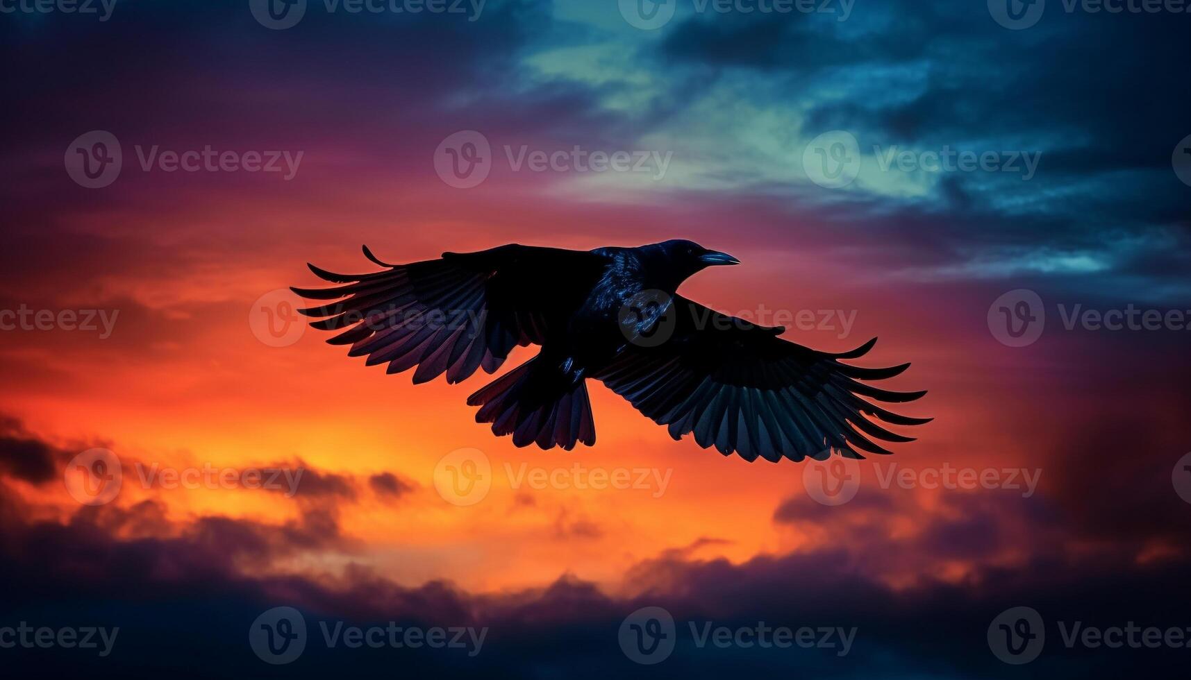 majestueux faucon se répand ailes dans multi coloré crépuscule ciel généré par ai photo
