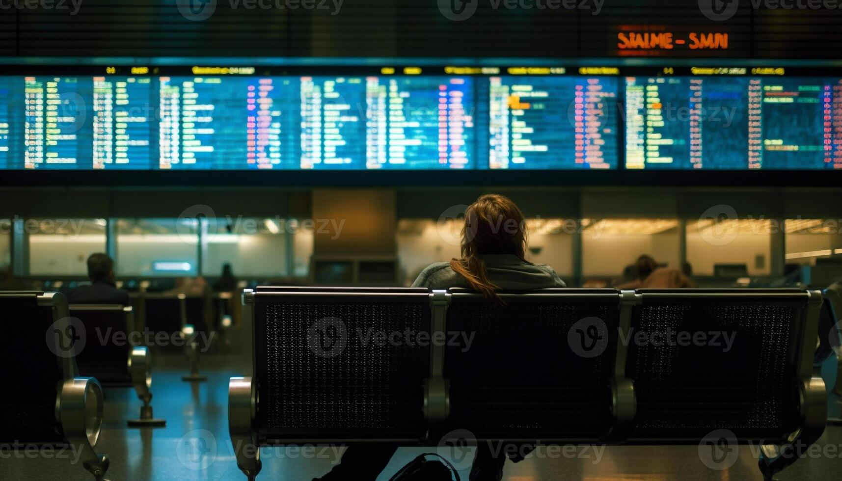 un la personne attendre pour transport dans aéroport Départ zone généré par ai photo