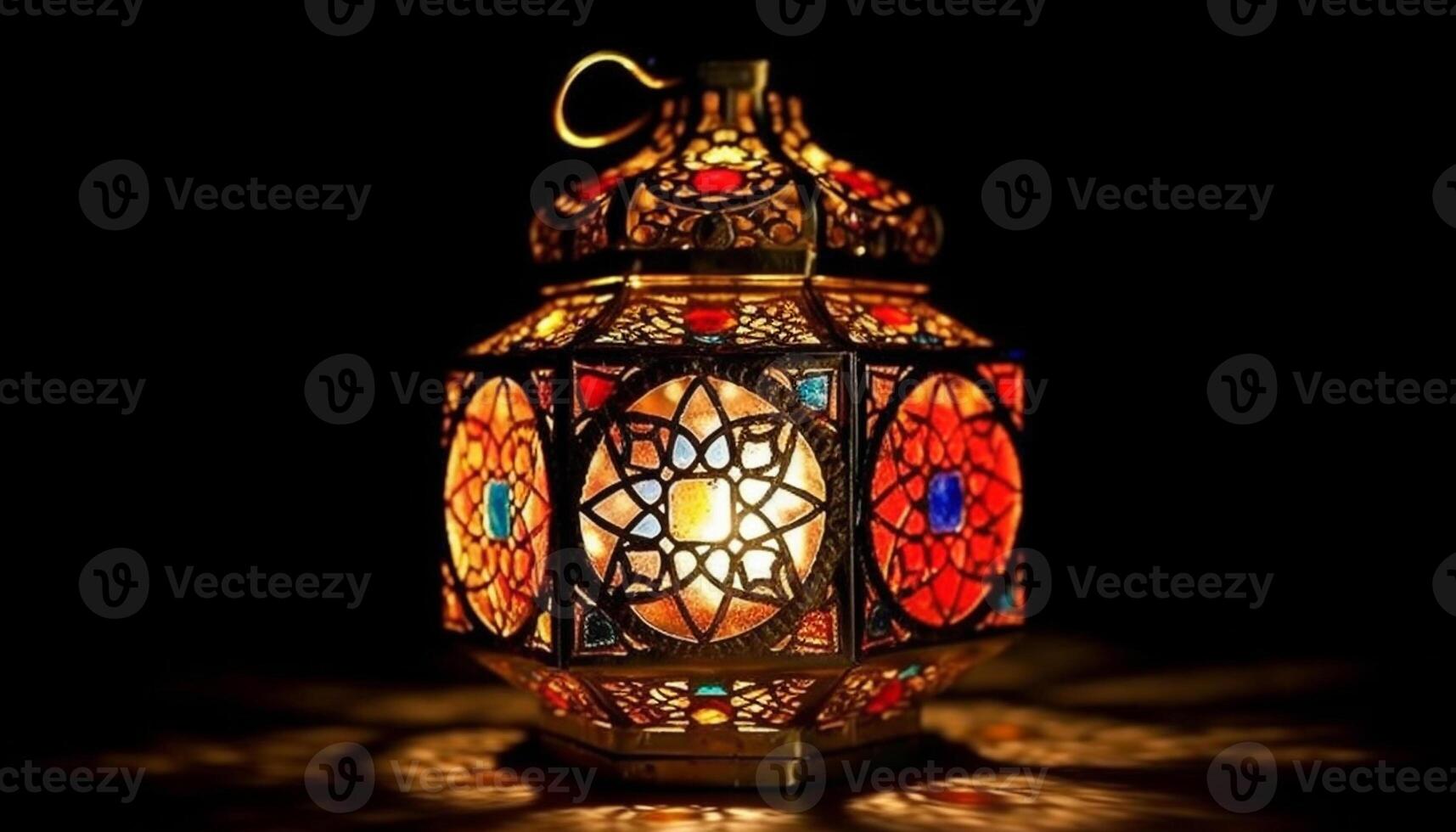 illuminé antique lanterne, symbole de spiritualité dans arabe culture généré par ai photo