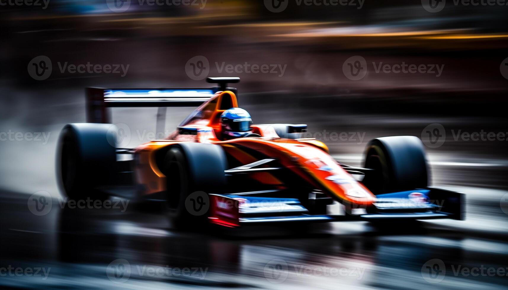 flou mouvement, brillant des sports voiture, championnat Succès génératif ai photo