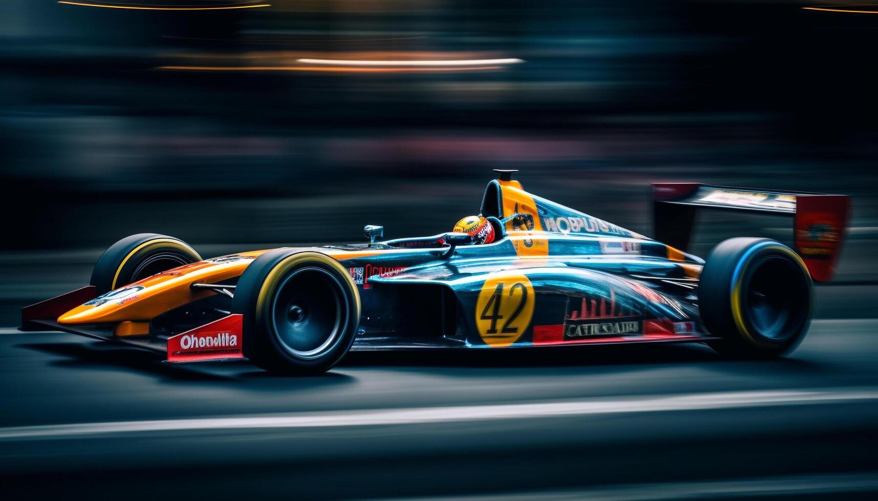 flou mouvement, brillant voiture, trophée dans main génératif ai photo