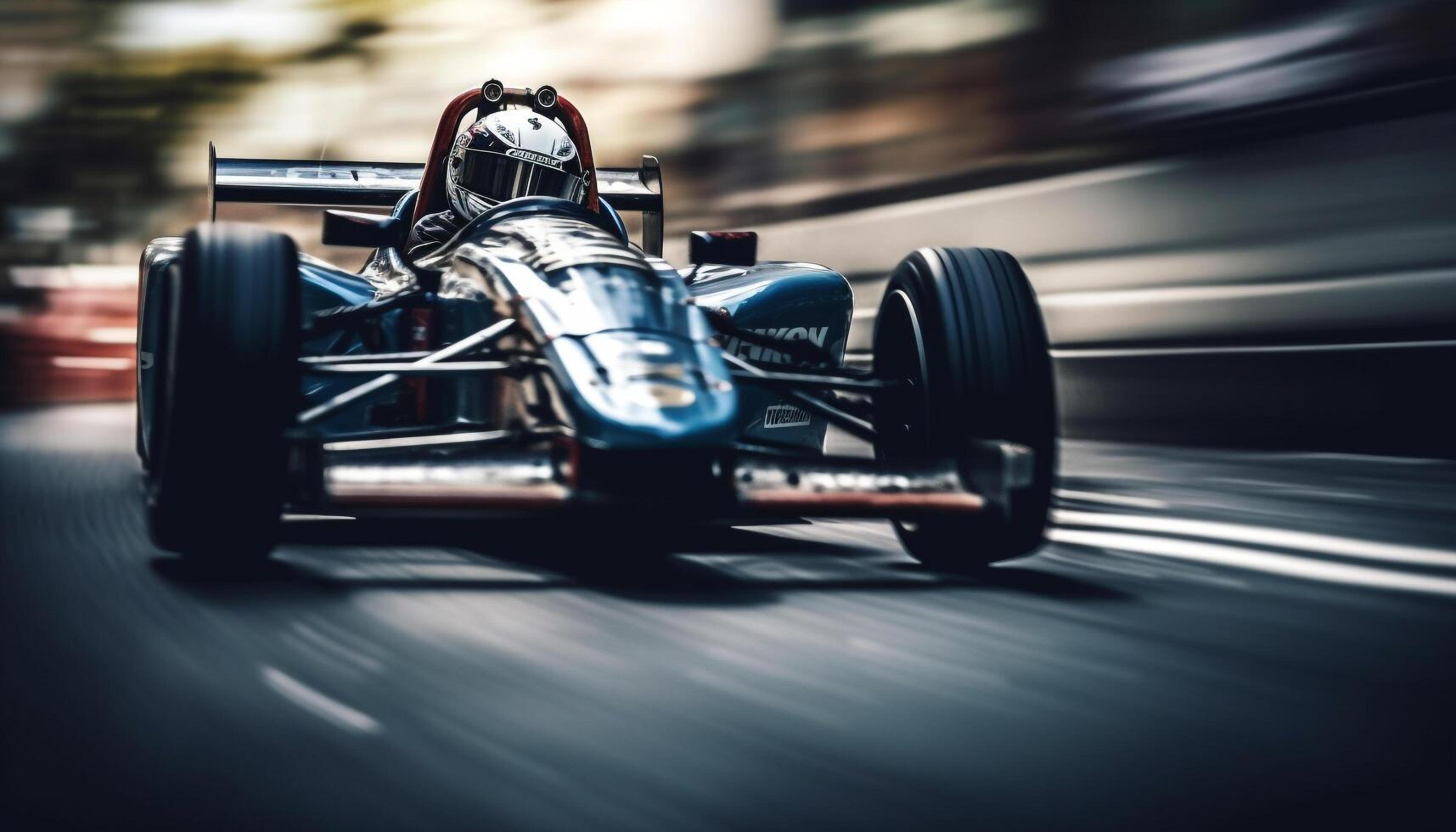 brillant des sports casque, bleu ancien voiture courses Succès génératif ai photo