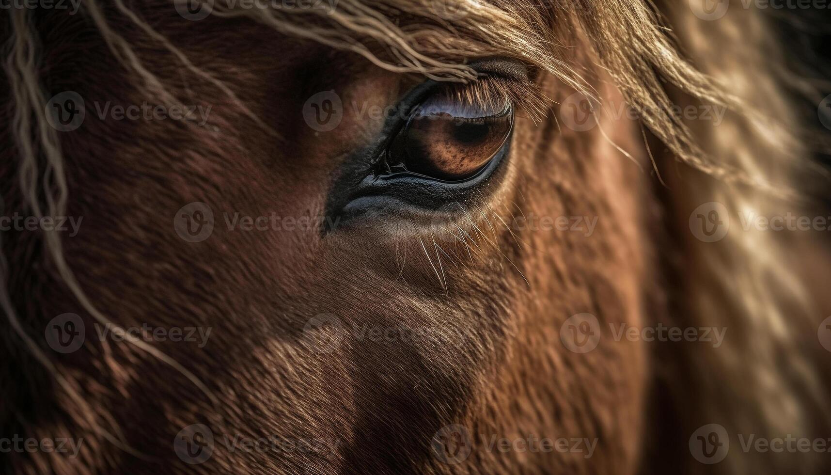 étalon humide nez brille dans été Prairie généré par ai photo