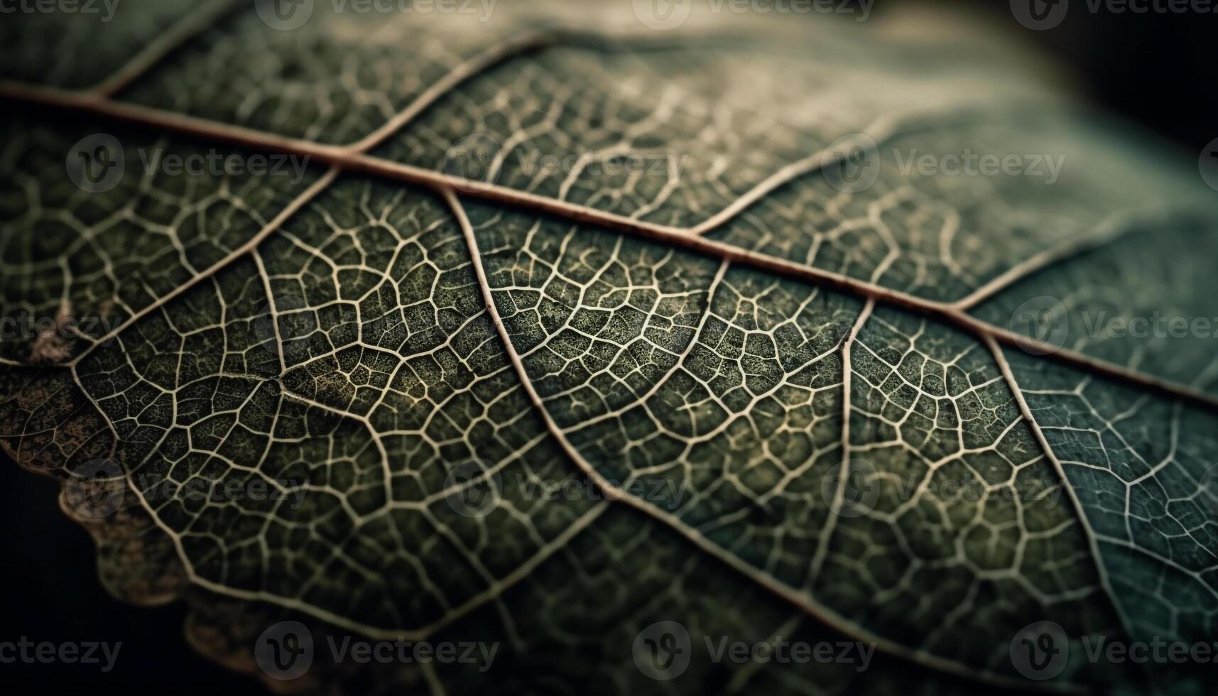 feuille veine symétrie dans vibrant vert la nature généré par ai photo