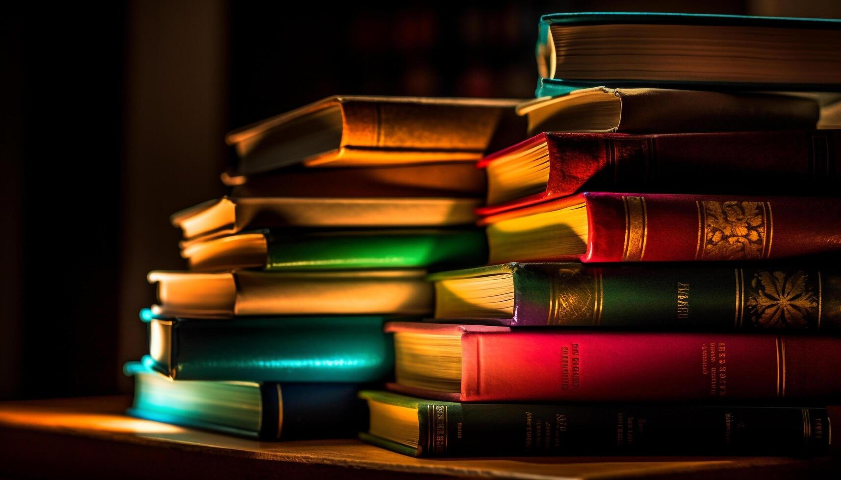 piles de vieux Littérature dans antique bibliothèque généré par ai photo