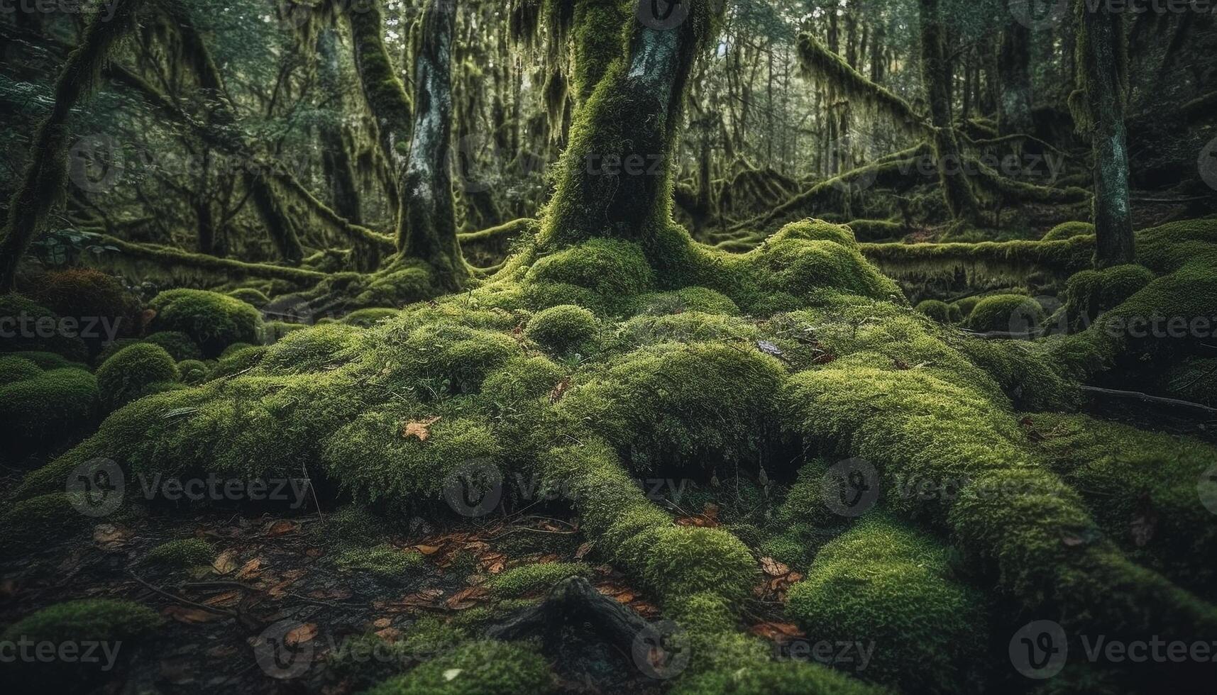 mystère dans la nature ancien arbre tronc trop développé généré par ai photo