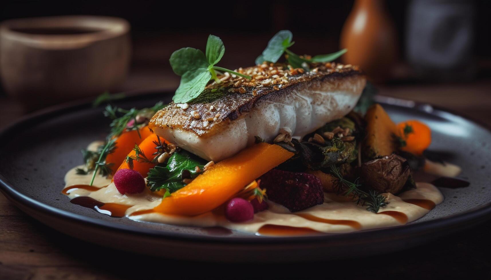 grillé filet avec salade, Frais et en bonne santé généré par ai photo