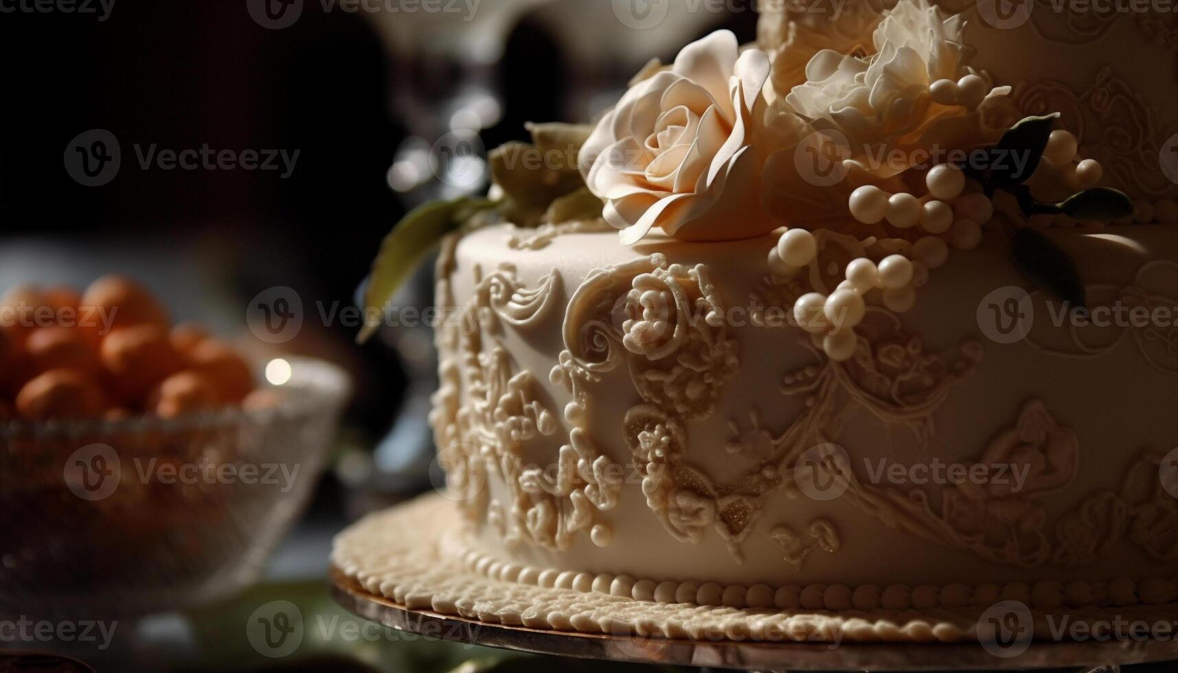 indulgent mariage gâteau avec Chocolat et fruit généré par ai photo