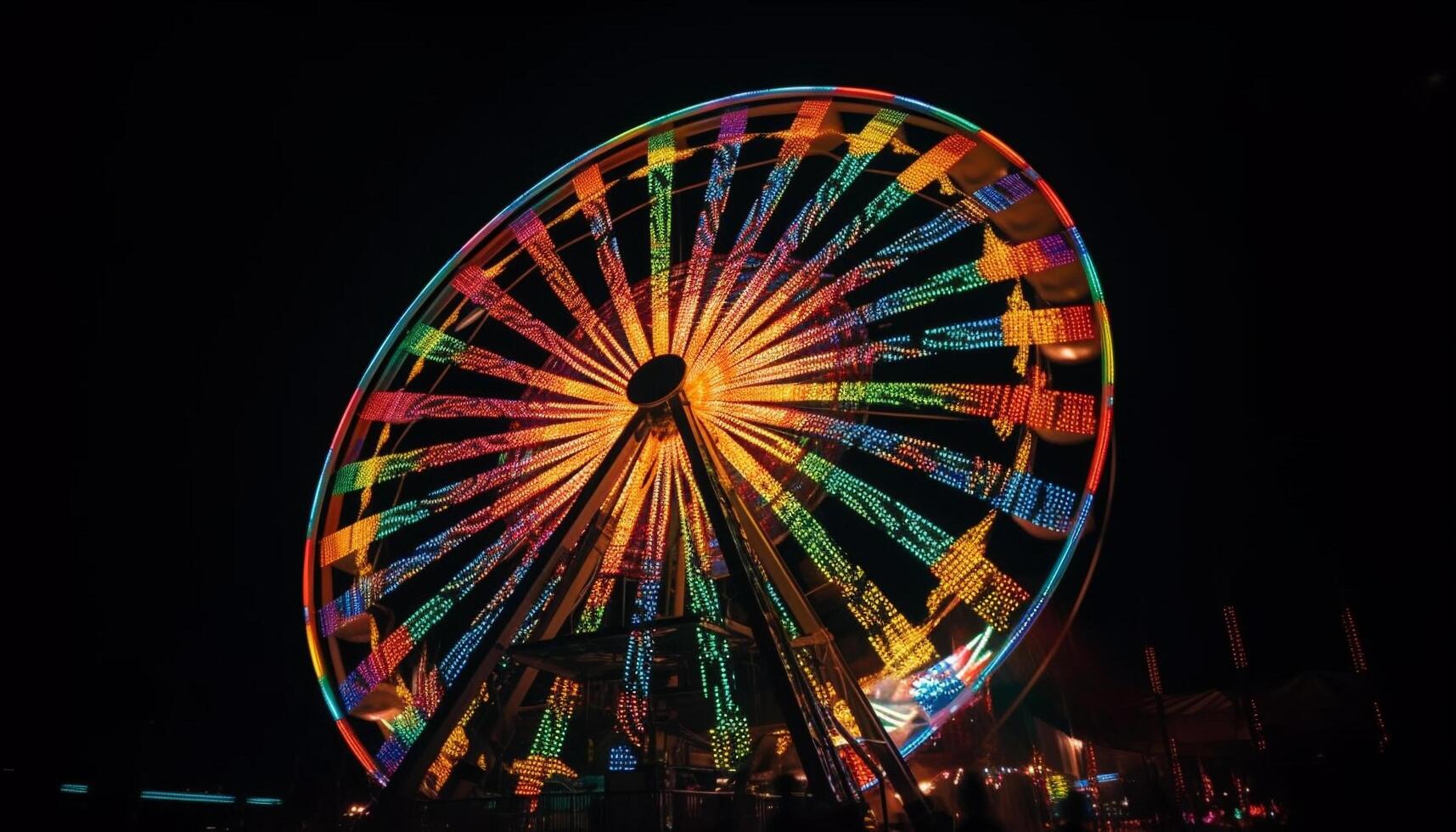 filage roue de joie à carnaval nuit généré par ai photo