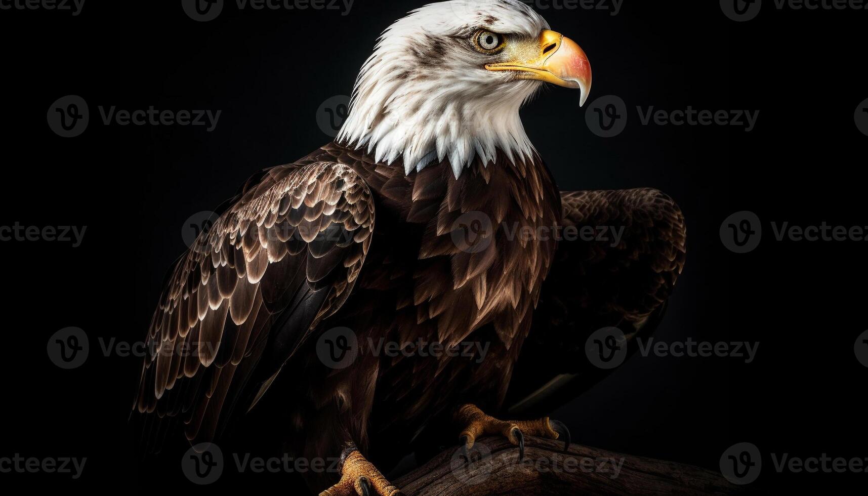 majestueux oiseau de proie se percher, serres et le bec dans concentrer généré par ai photo