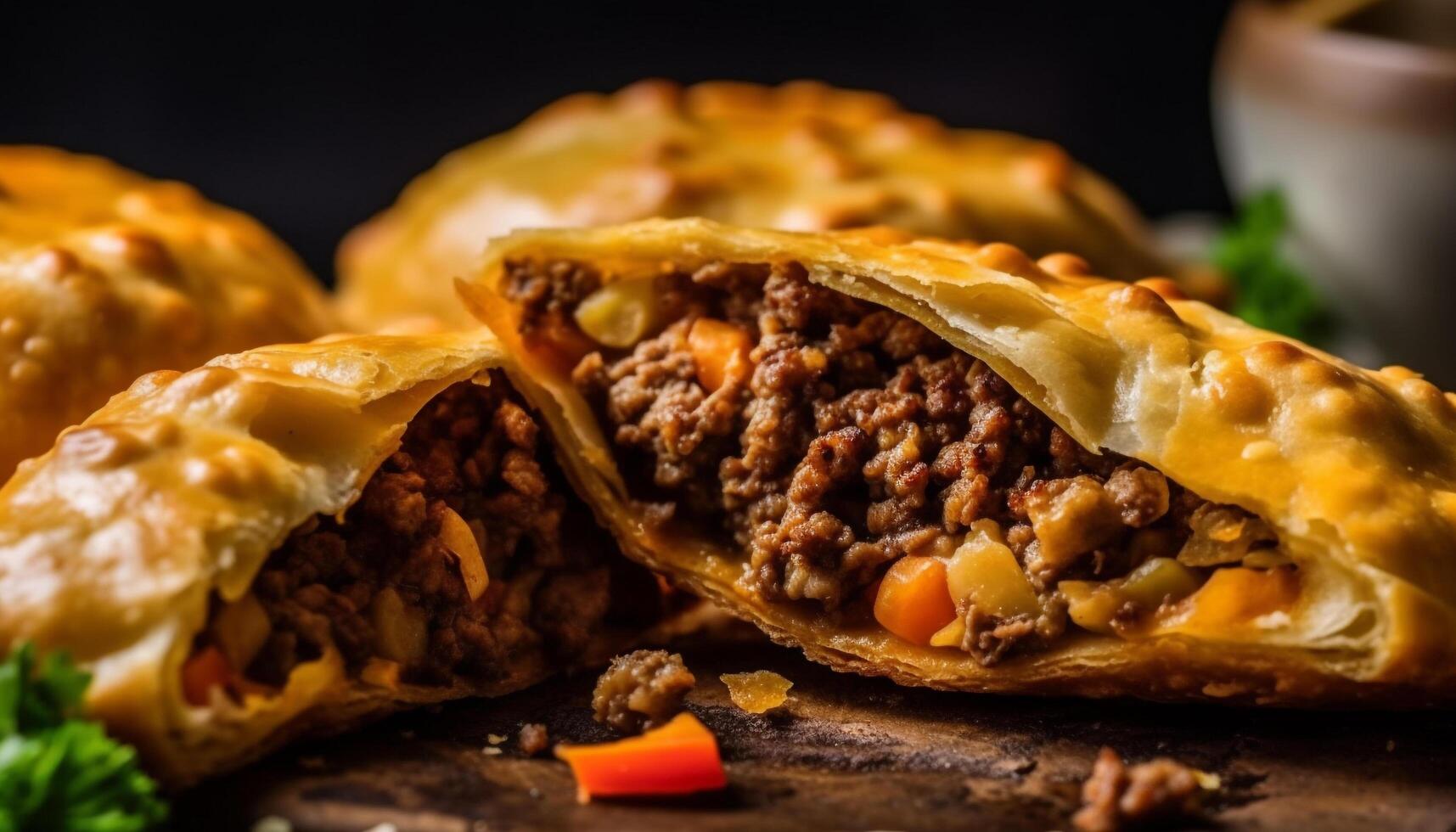 fait maison taco avec grillé steak, Frais légumes, et épicé sauce généré par ai photo