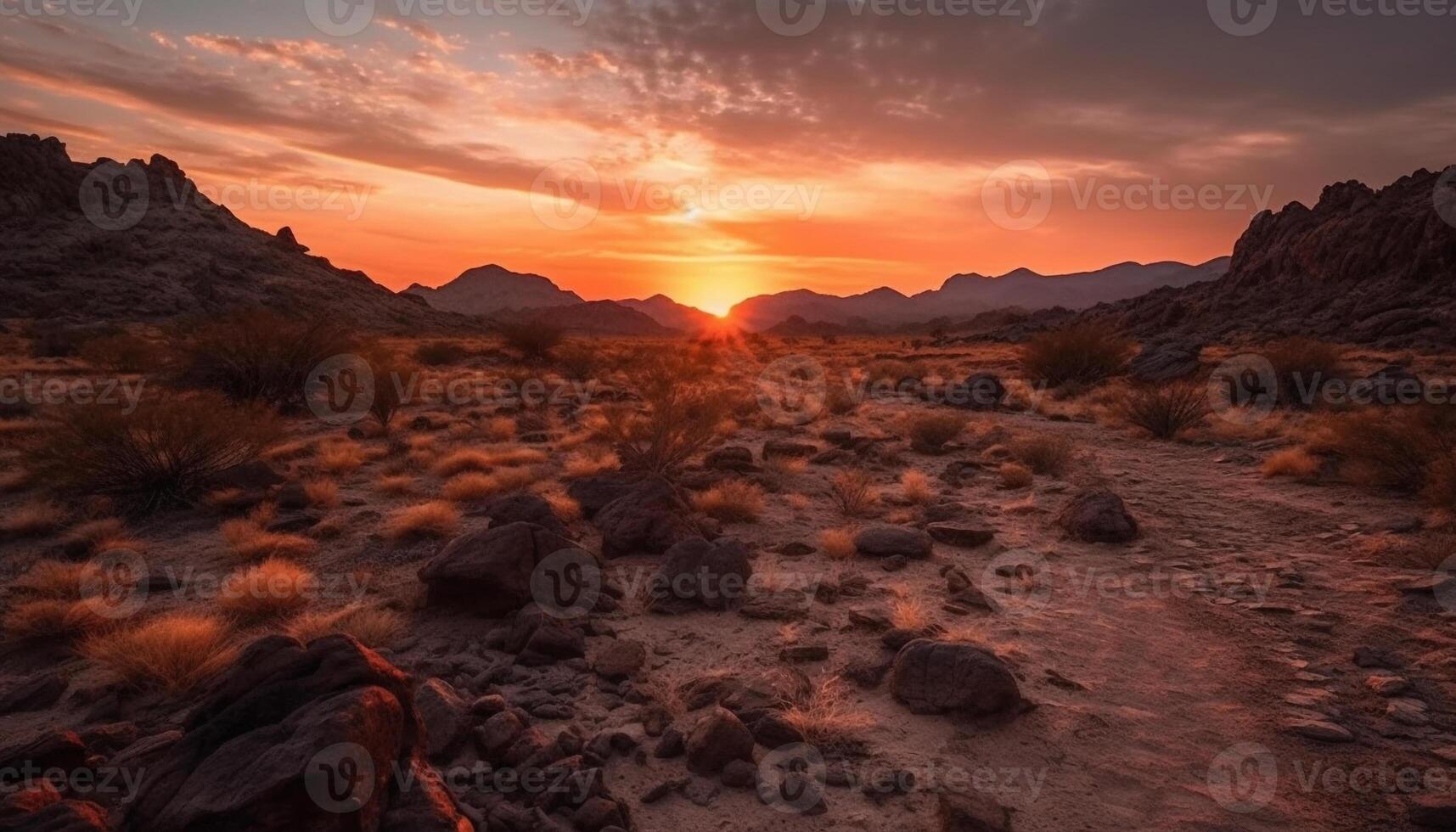 majestueux Montagne culminer, tranquille scène, Jaune coucher de soleil, la nature beauté généré par ai photo