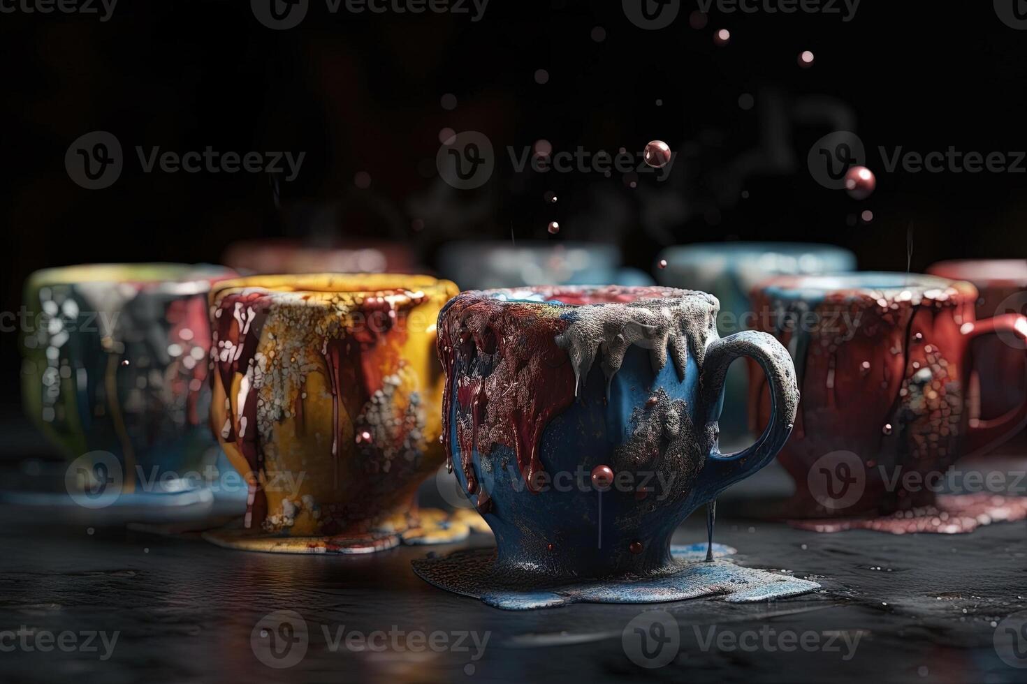 café tasses fabriqué de coloré guimauve cxandy bulles sucre illustration génératif ai photo