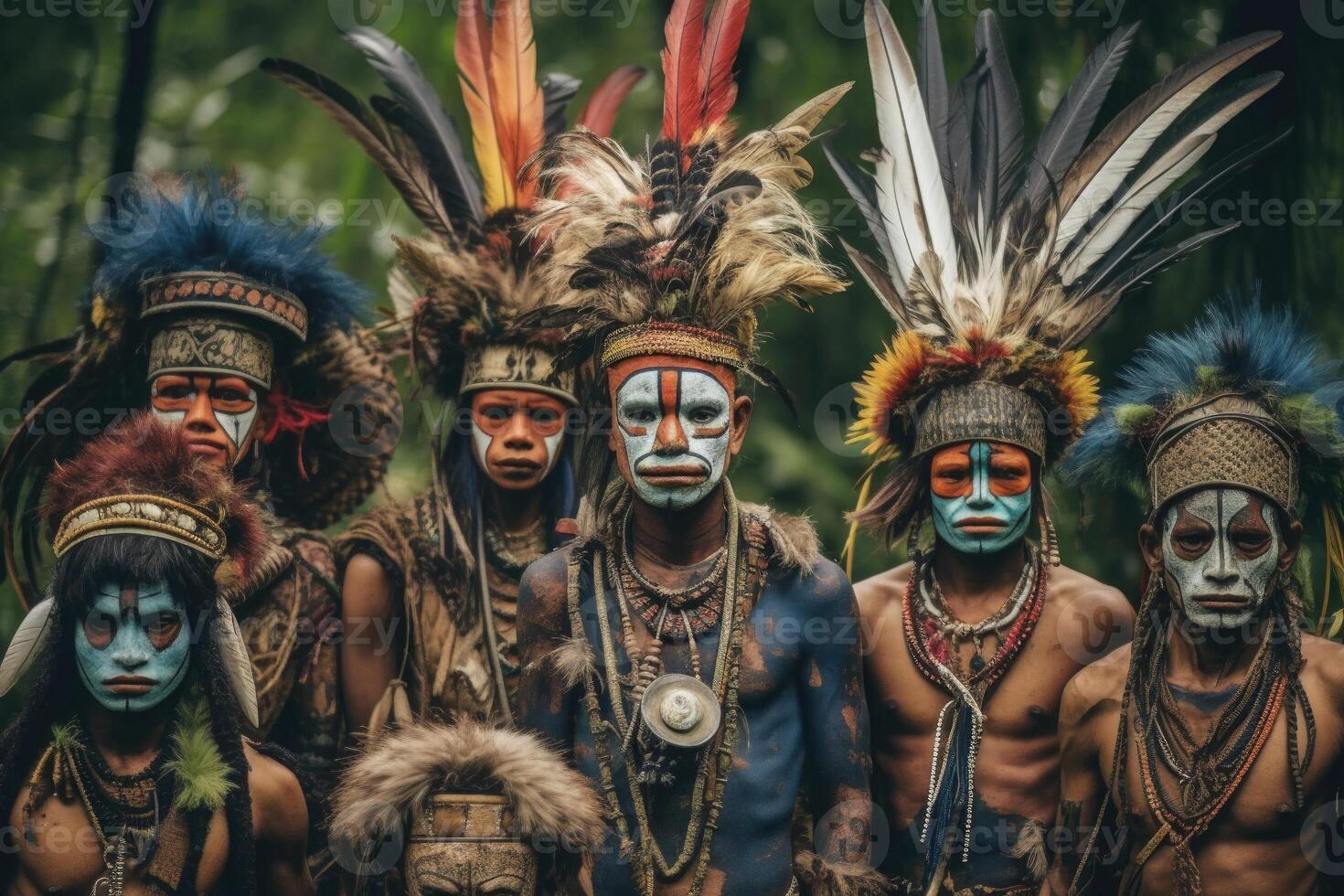 portrait de indigène tribu. originaire de américain personnes. génératif ai photo