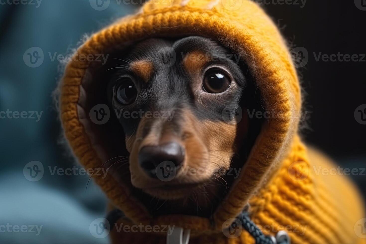 habillé mignonne teckel chien portrait à la recherche à vous illustration génératif ai photo